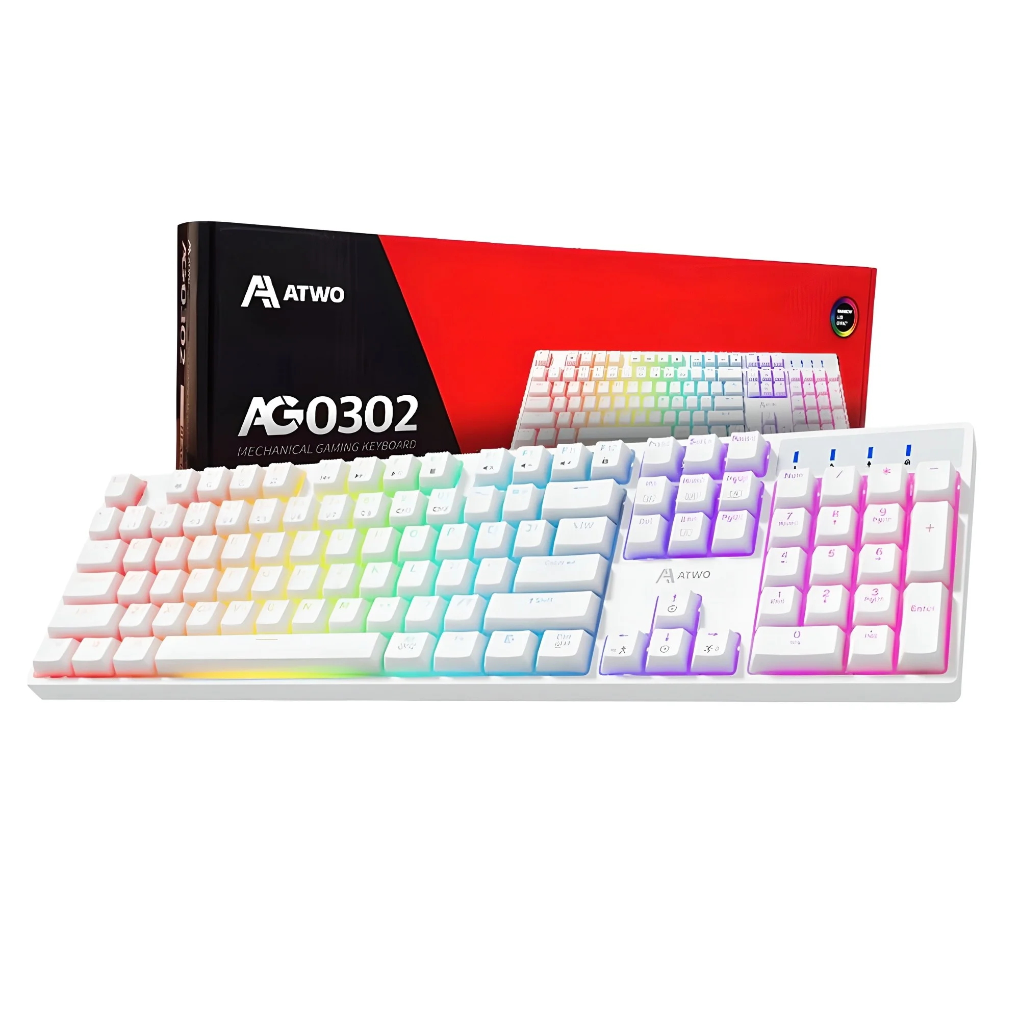 에이투 게이밍 LED 기계식 유선 일반형 키보드 USB 리니어, 화이트,