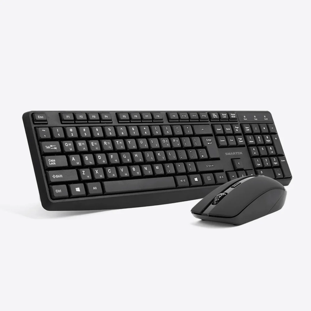 스마텍 무선 키보드 마우스세트, 블랙, STC-250