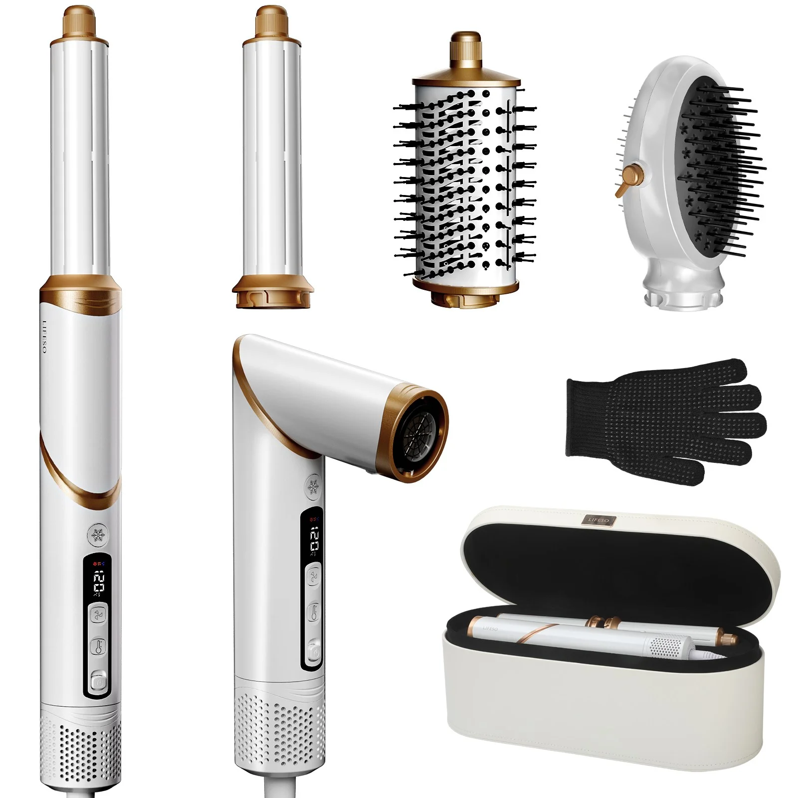 라이프소 5in1 헤어 스타일러 초고속 BLDC 모터 디스플레이 저소음