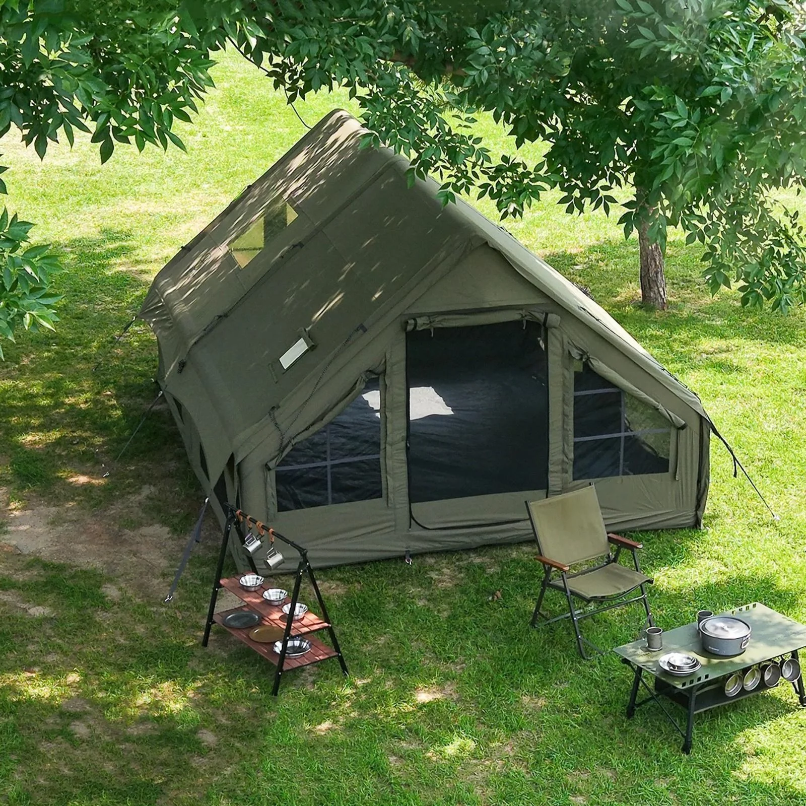 4-8인용 인플레이터블 캠핑 텐트 - 퀵설치 에어텐트, 4계절 방수 휴대