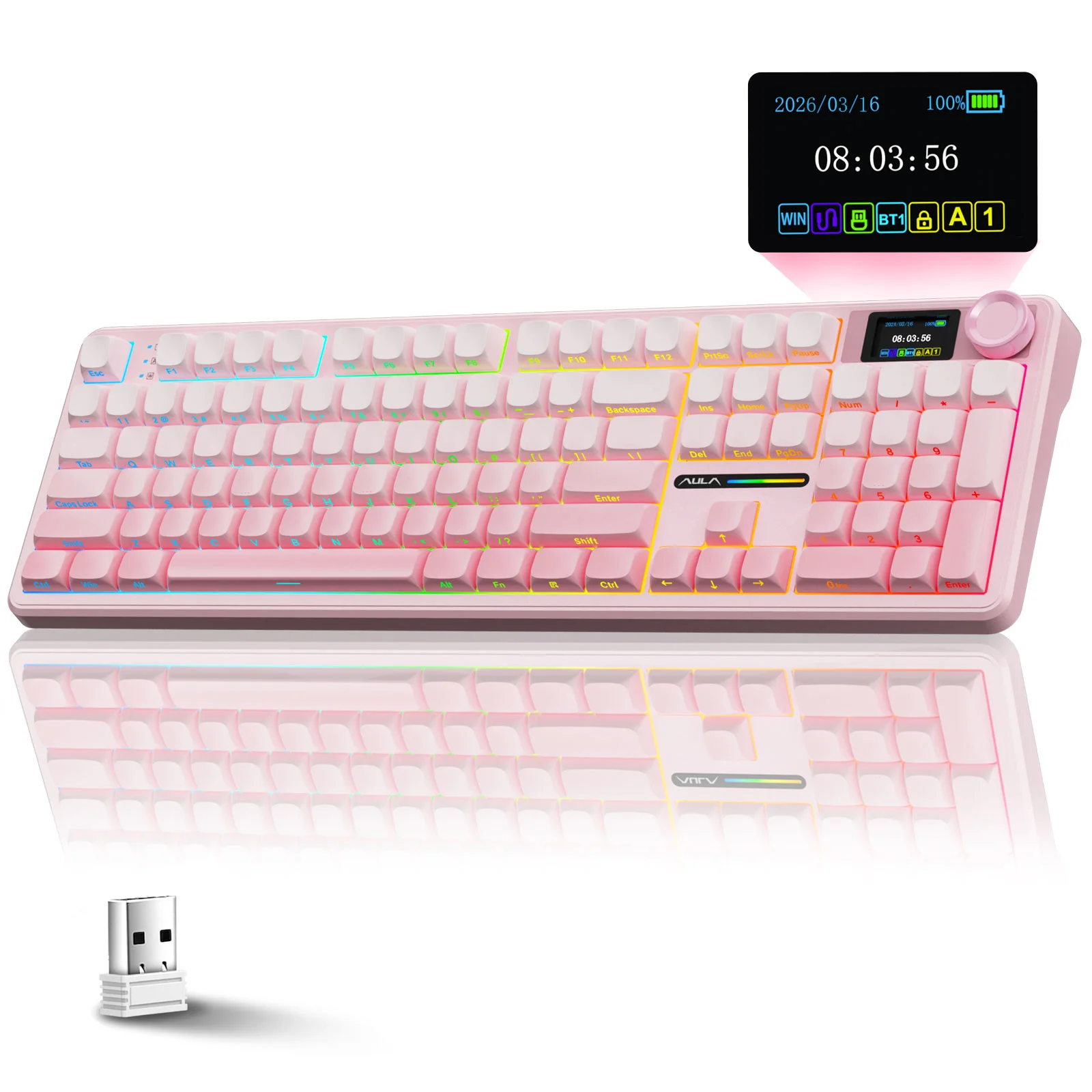 AULA 유선/무선 독립 키보드 LEOBOG 기계식 키보드, F108Pr