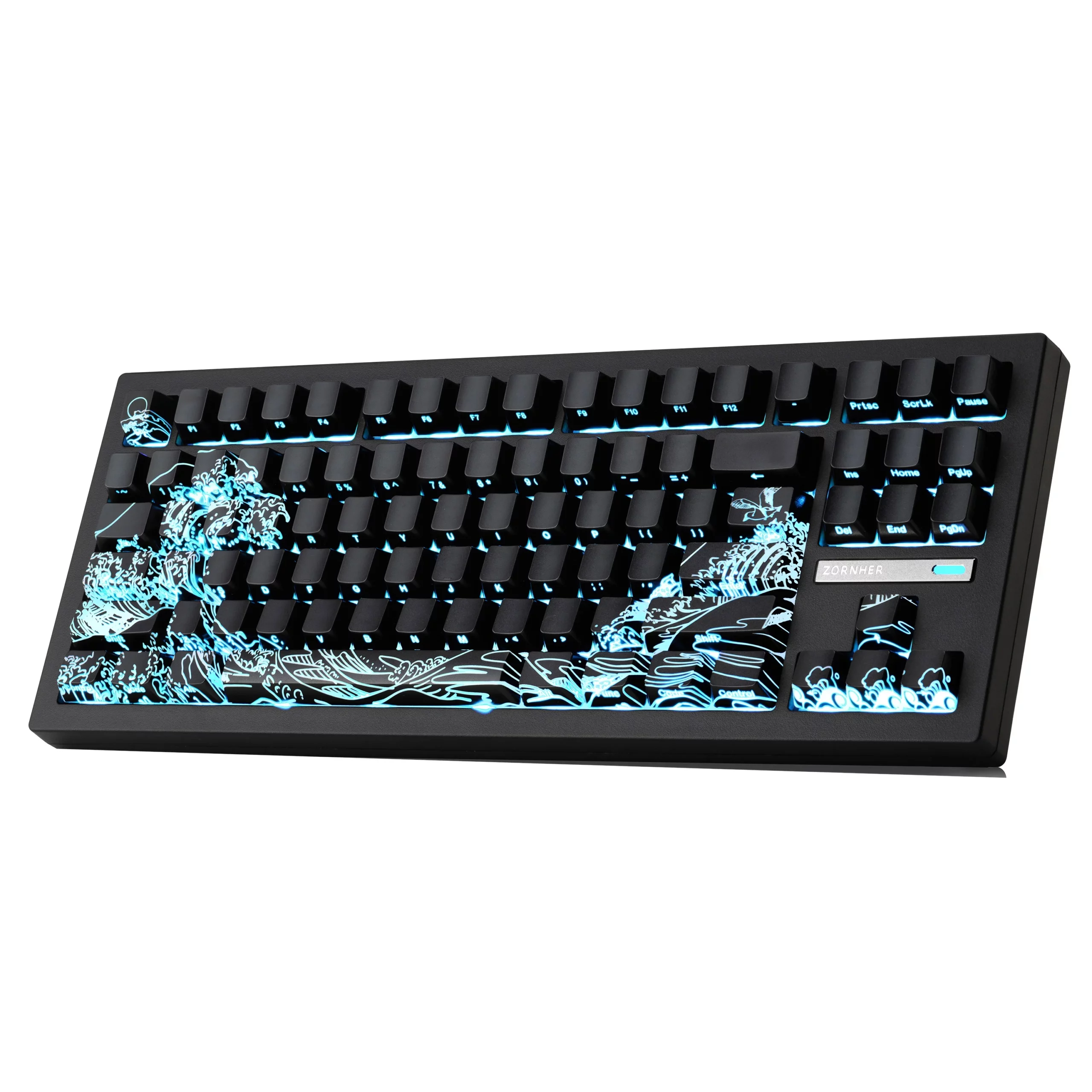 ZORNHER ZH870 컬러풀 백라이트 기계식 키보드, 무선 게이밍 키