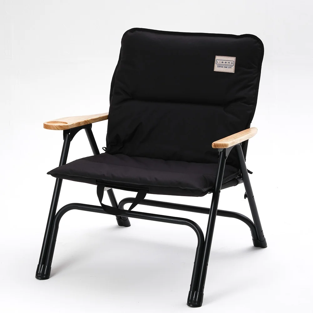 LIBERO 스너그 폴딩 쿠션 캠핑 체어, 블랙, 1개