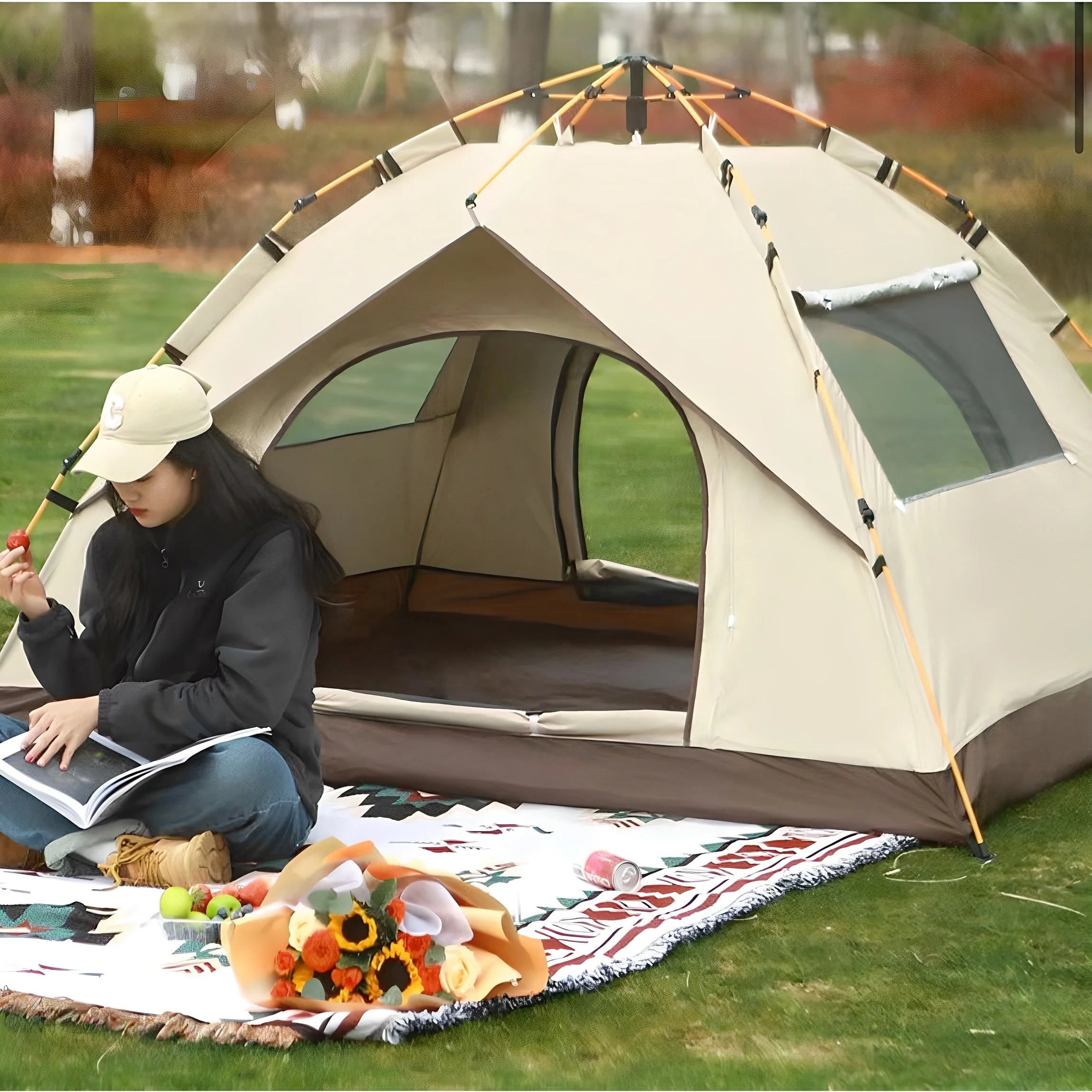 Loyeah 컴포트 원터치텐트 캠핑텐트 방수 오토 접이식 2-3인용 3-