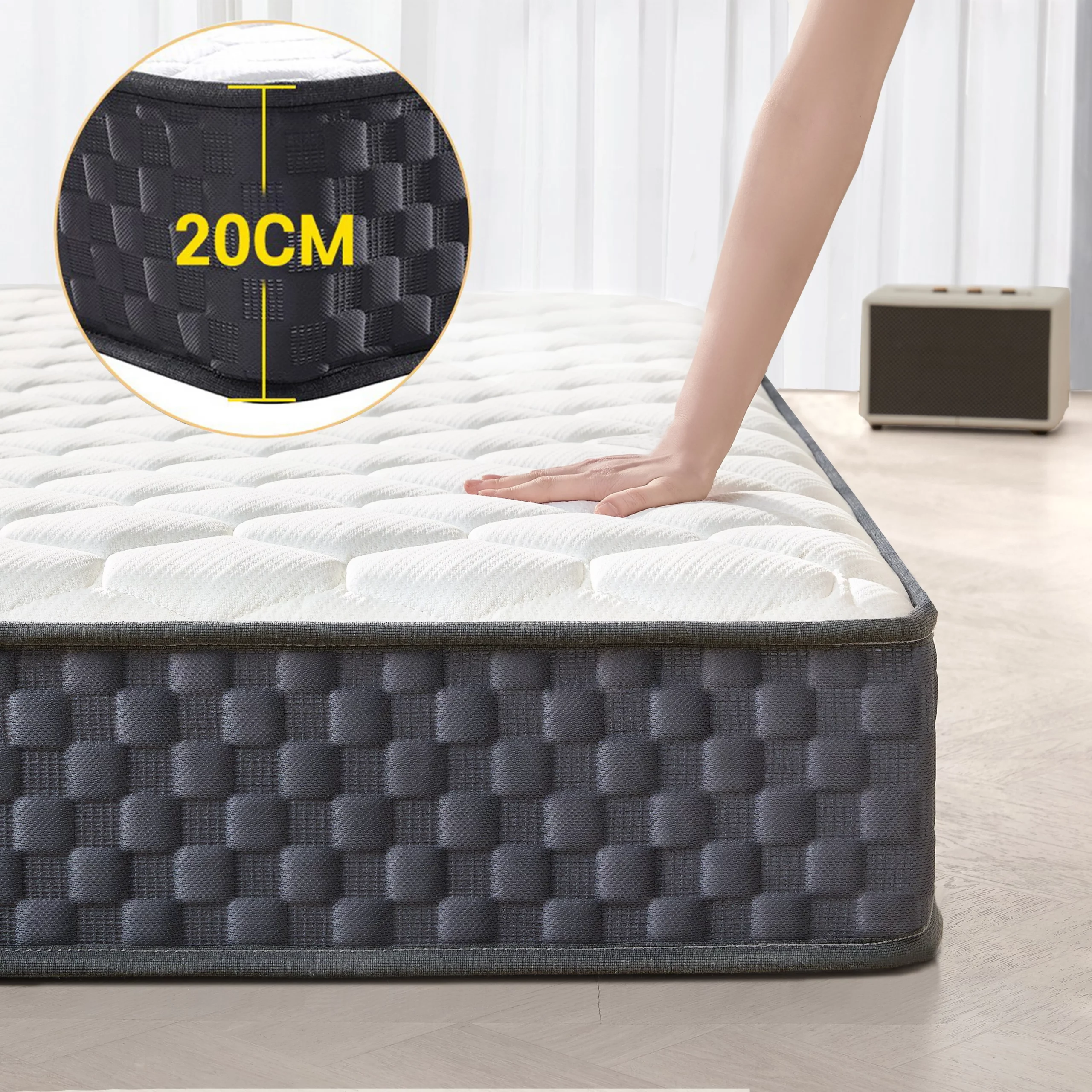 KURUA 침대 매트리스(슈퍼싱글)독립스프링 매트리스, 20cm, 중간