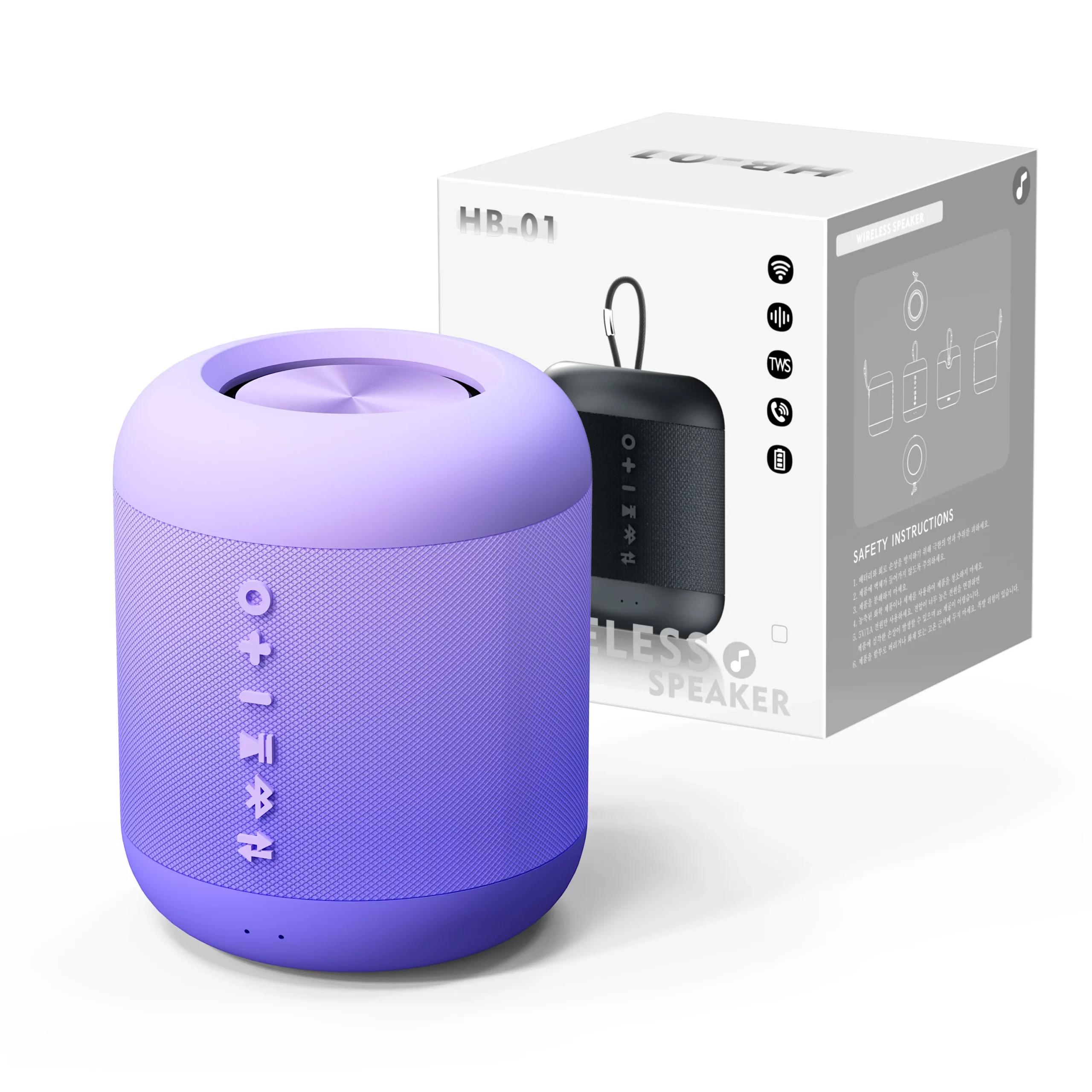 비파노 휴대용 생활방수 TWS 블루투스 스피커, 퍼플