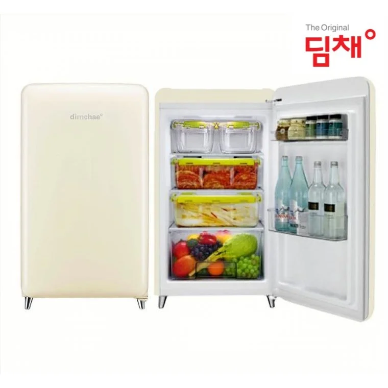 딤채 1도어 스탠드형 100L 미니 쁘띠 김치냉장고 투명용기 4개, WD