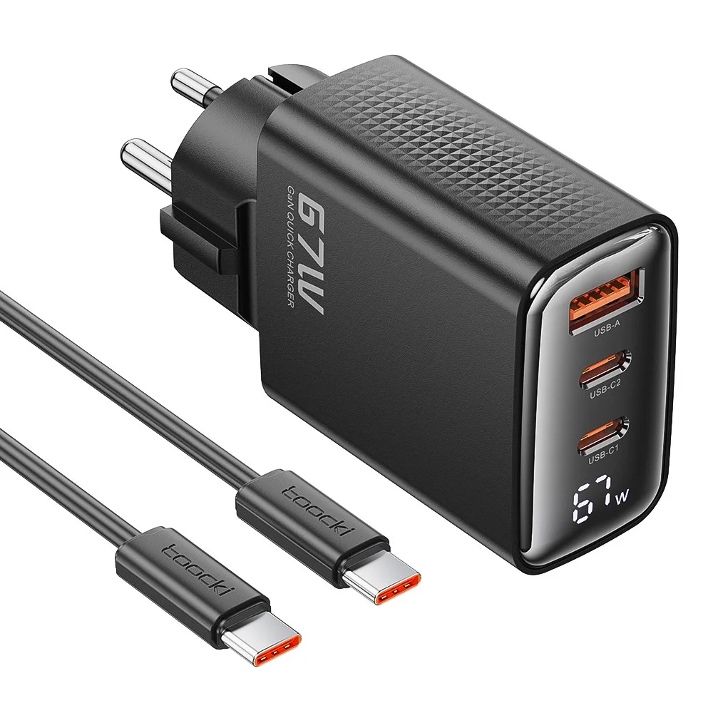 Toocki GaN PPS 67W 3포트 접지형 디스플레이 초고속 멀티충