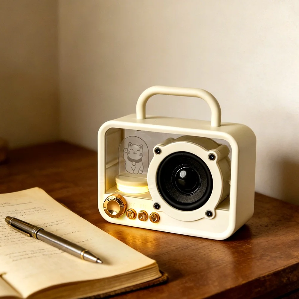 SEVOREN 미니 블루투스 스피커 투명 고양이 무드등 집들이선물 휴대용